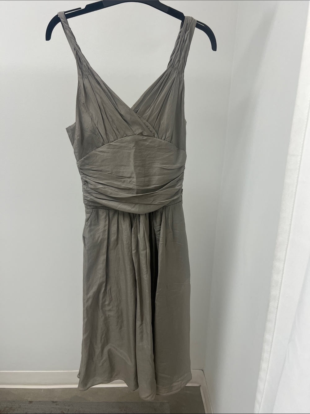 BOSS ORANGE Taupe Midi Wrap-Style Sleeveless Dress